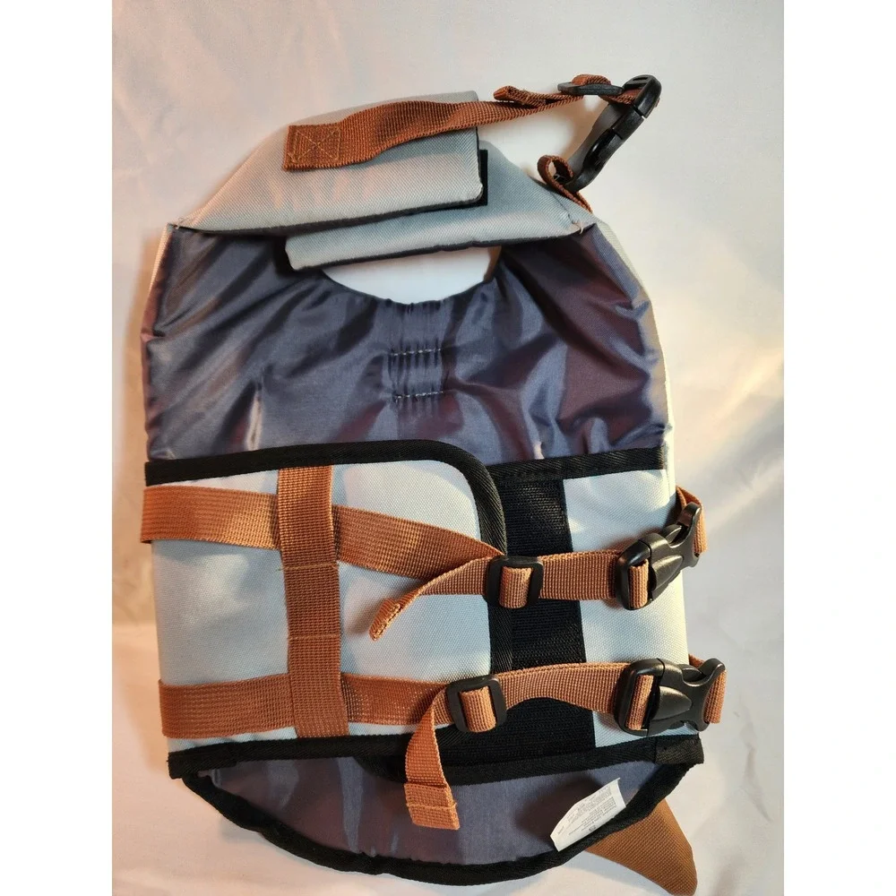 Shark Fin Dog Life Jacket Small Orange Grey Reflective Safety Swim Vest PFD